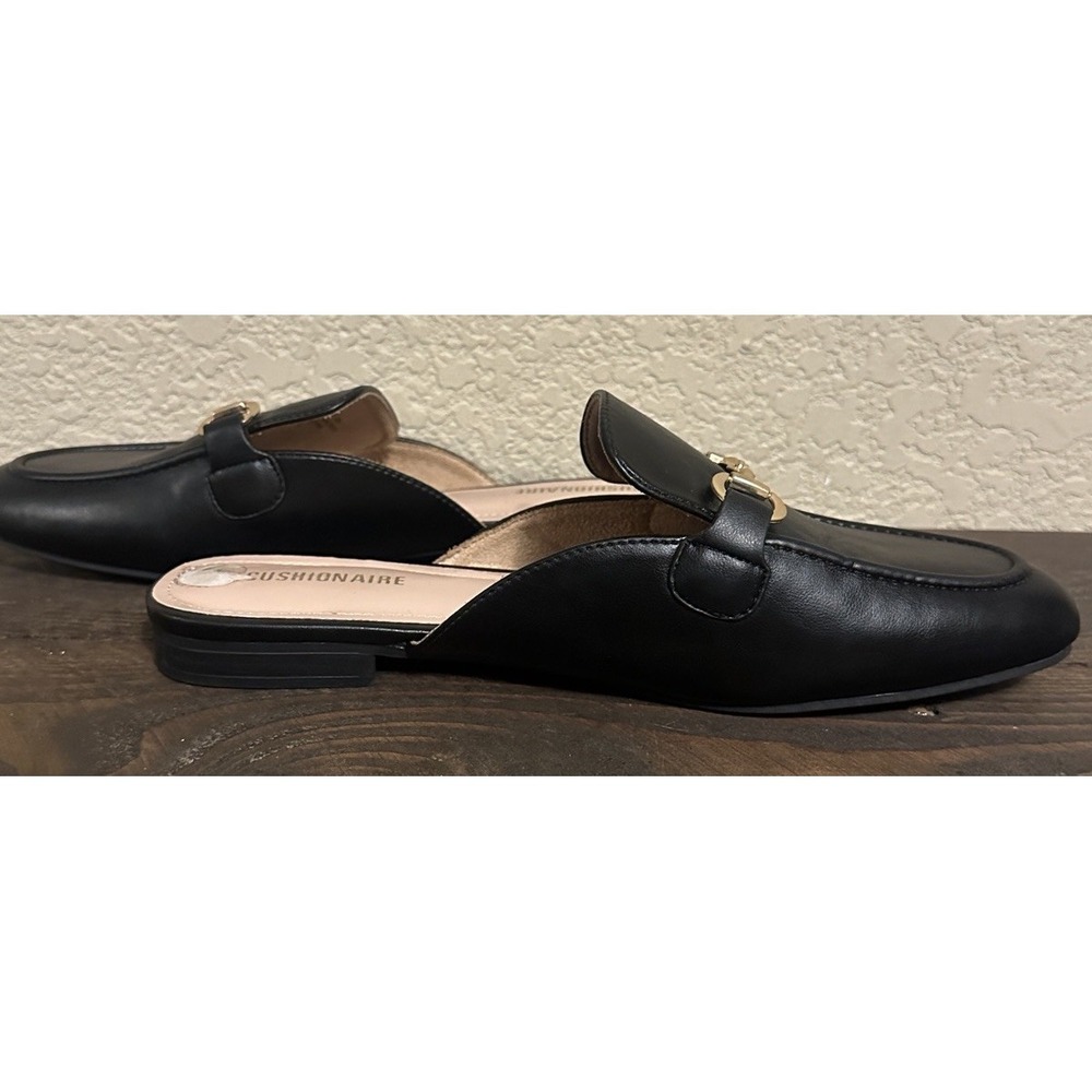 Cushionaire Black & Gold Faux-Leather Loafer Mule Shoes Women's Size 10 M - Picture 5 of 13